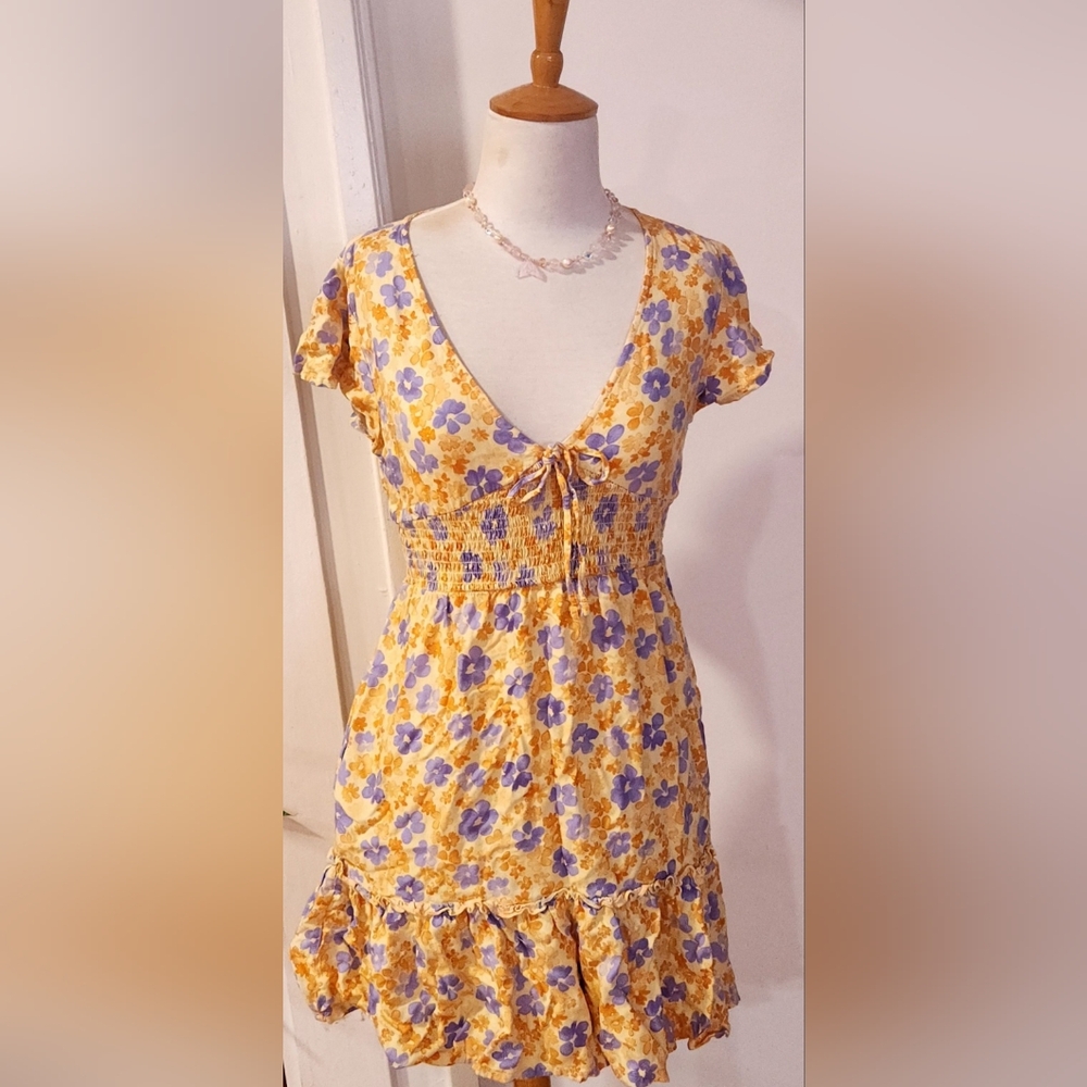 Arizona Floral Yellow and Purple Dress